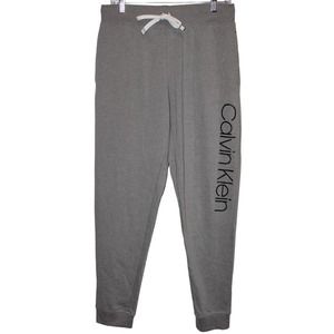 Women's Calvin Klein Gray Black Cotton Stretch Drawstring Joggers Pants Size M
